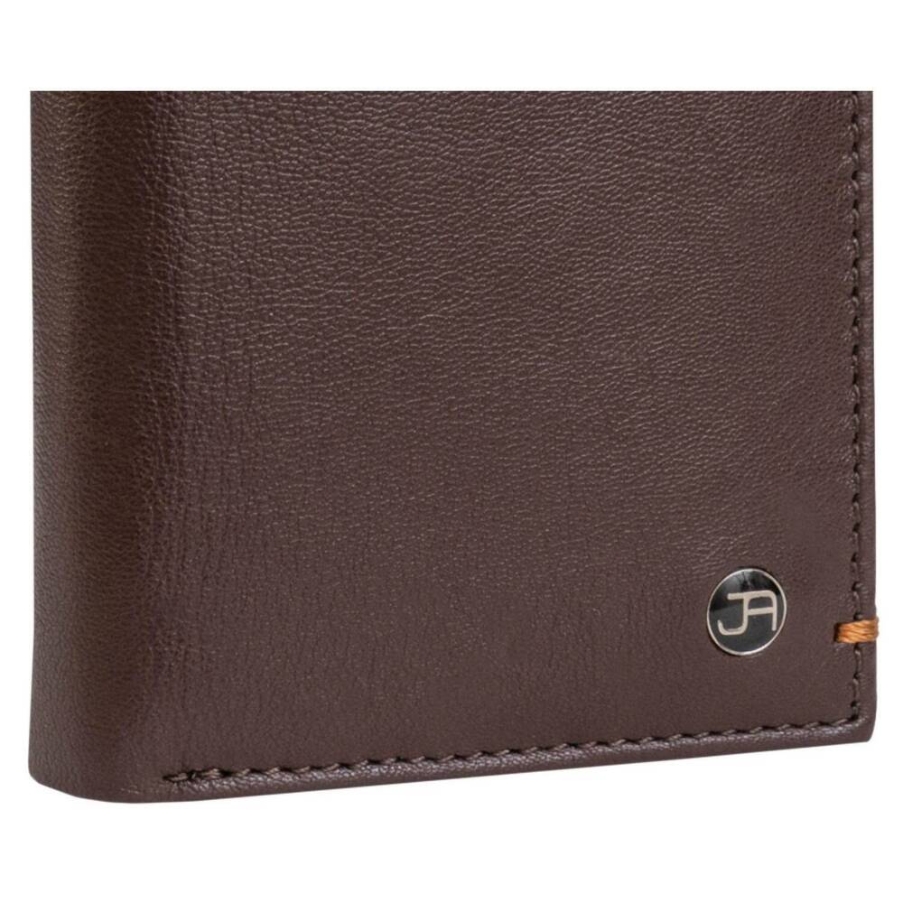 NEW JACK ABRAHAMS men's goat nappa leather bi-fold wallet with zipper pocket in